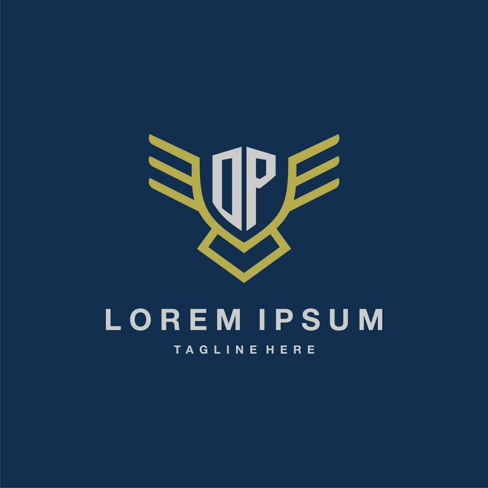 OP initial monogram logo for creative eagle line image vector design