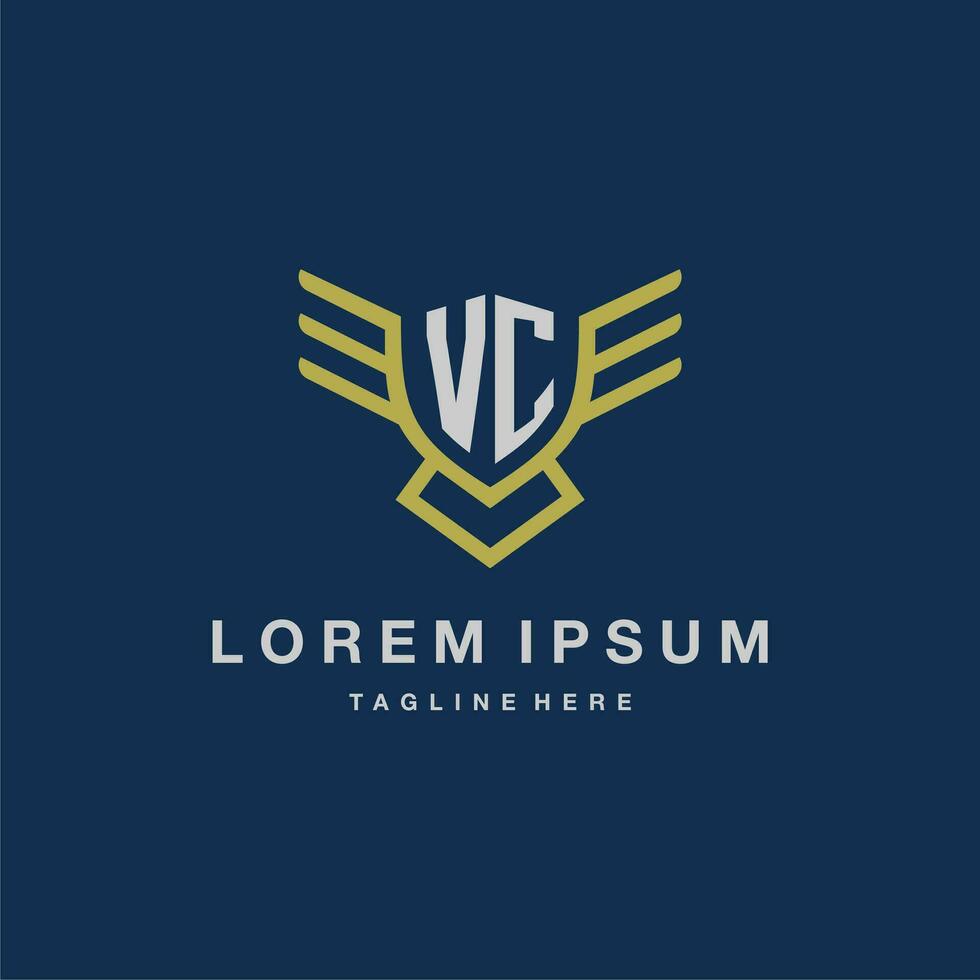 VC initial monogram logo for creative eagle line image vector design