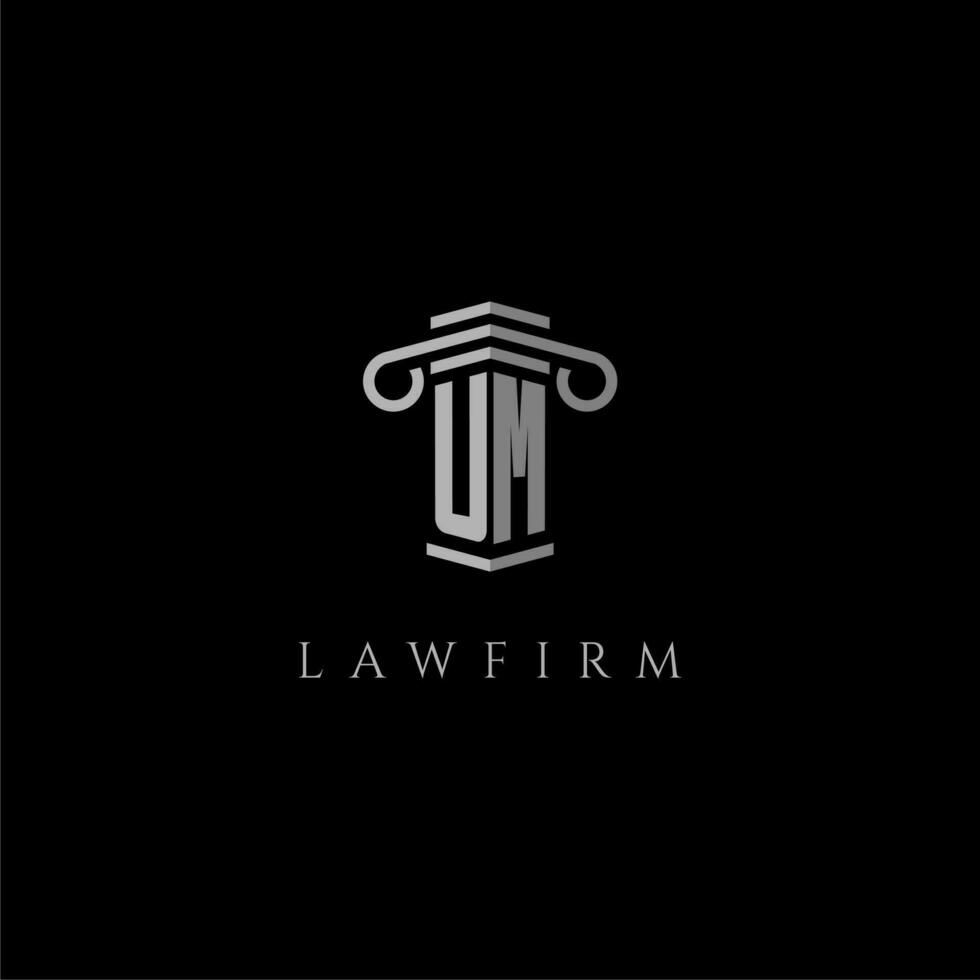 UM initial monogram logo lawfirm with pillar design vector