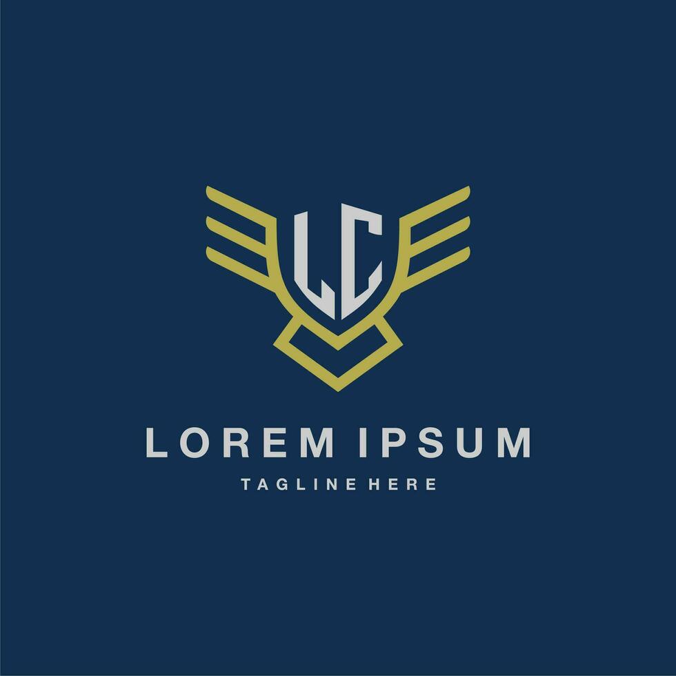 LC initial monogram logo for creative eagle line image vector design