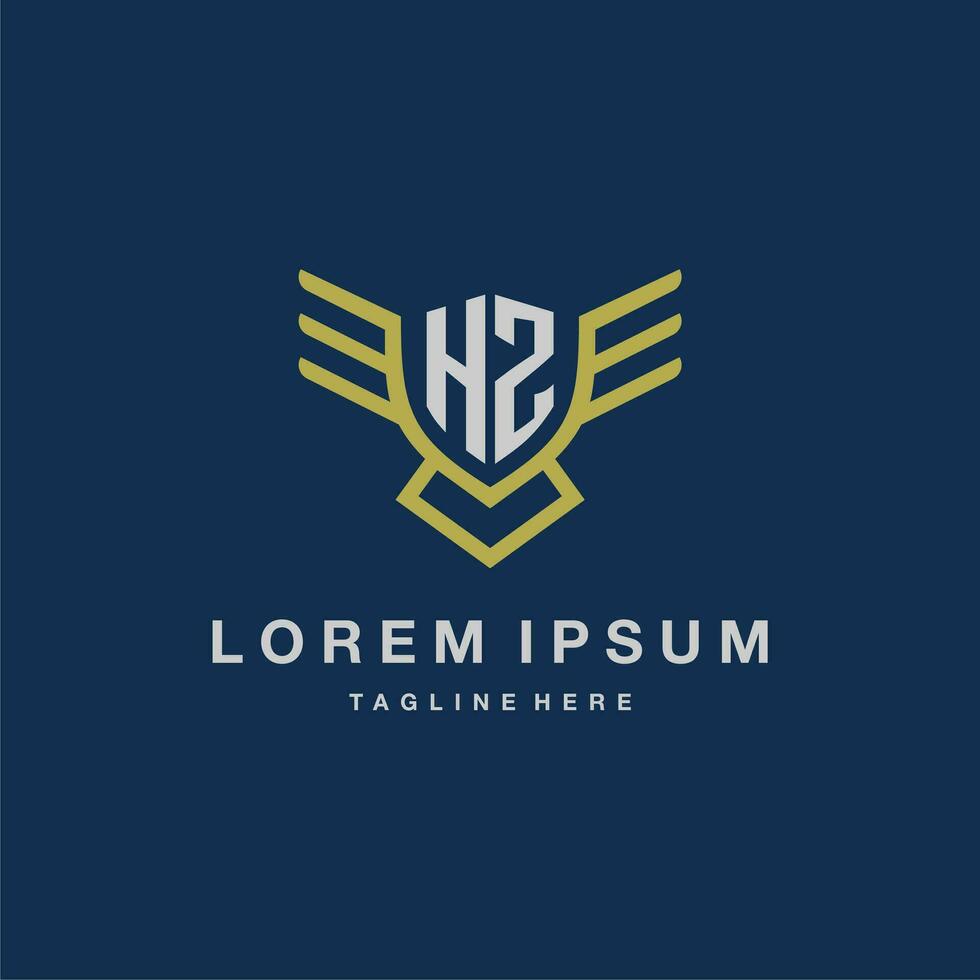 HZ initial monogram logo for creative eagle line image vector design
