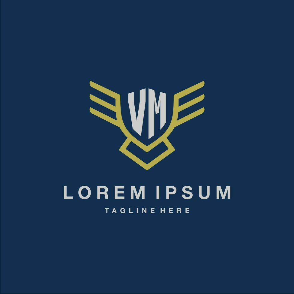 VM initial monogram logo for creative eagle line image vector design