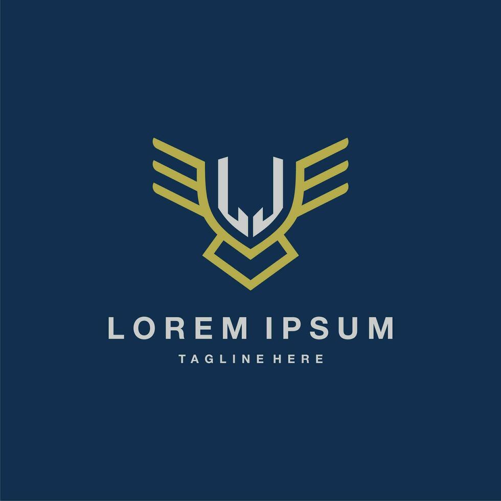 LJ initial monogram logo for creative eagle line image vector design
