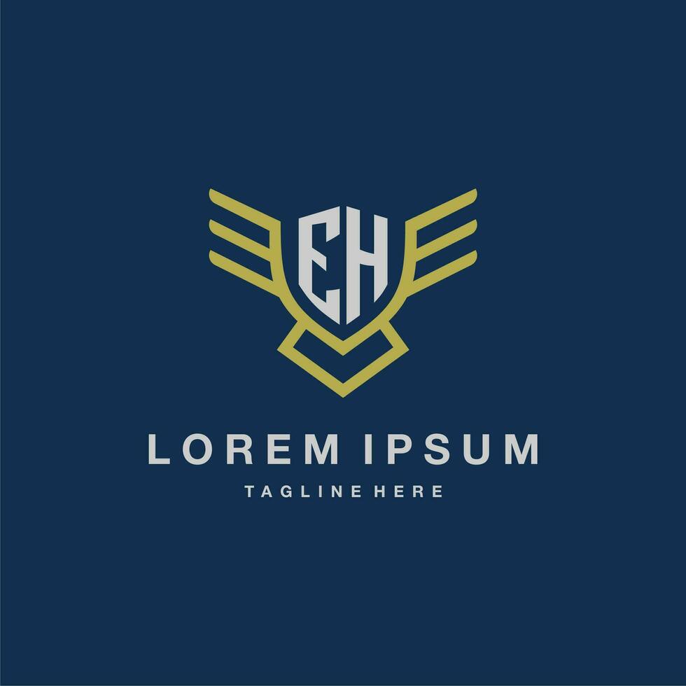 EH initial monogram logo for creative eagle line image vector design