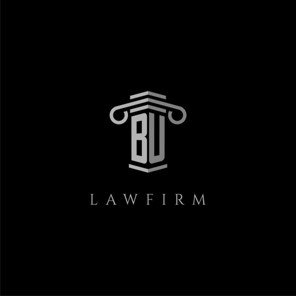 BU initial monogram logo lawfirm with pillar design vector