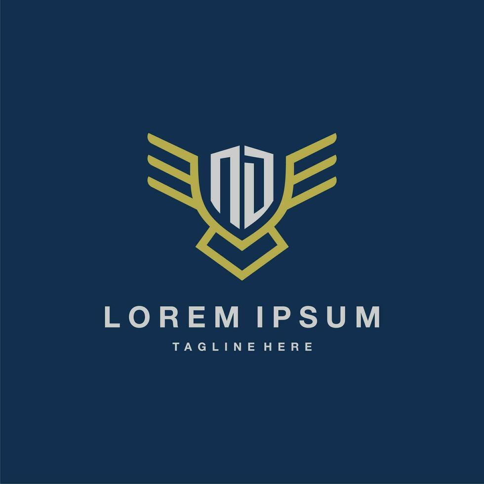 ND initial monogram logo for creative eagle line image vector design