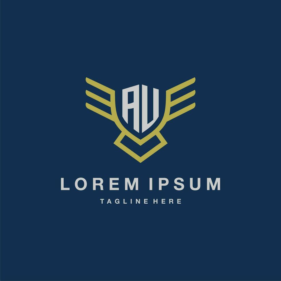 AU initial monogram logo for creative eagle line image vector design