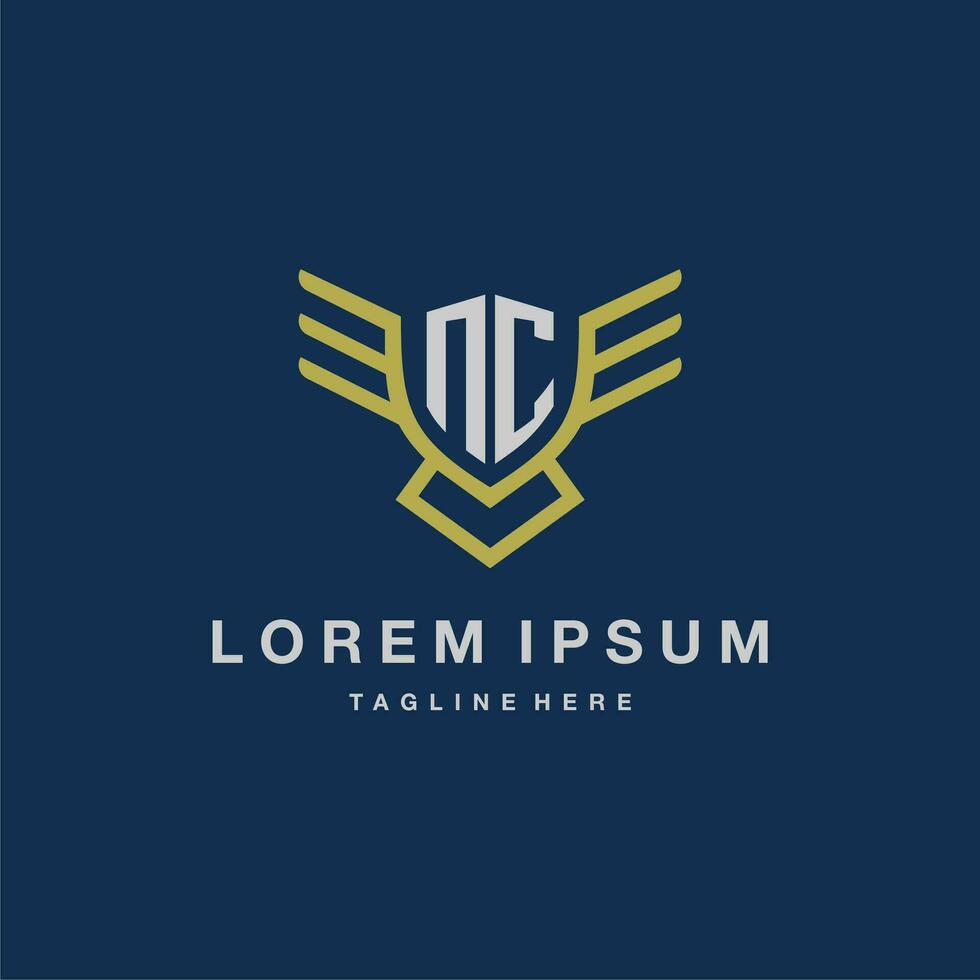 NC initial monogram logo for creative eagle line image vector design