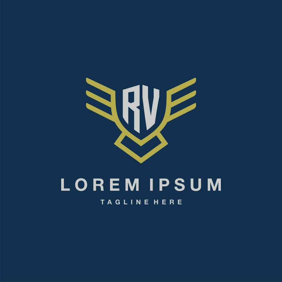 RV initial monogram logo for creative eagle line image vector design