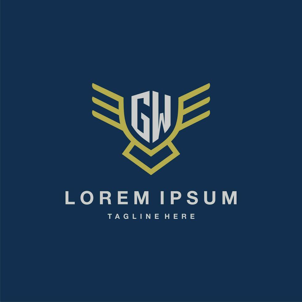 GW initial monogram logo for creative eagle line image vector design