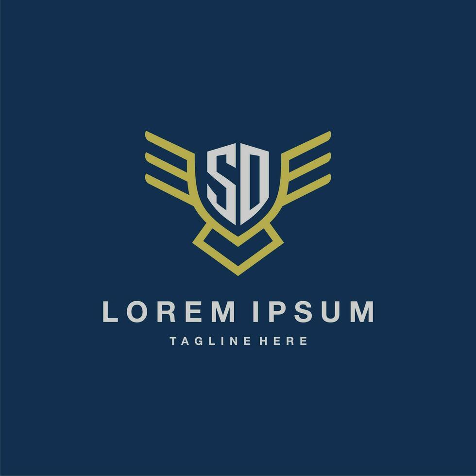 SO initial monogram logo for creative eagle line image vector design