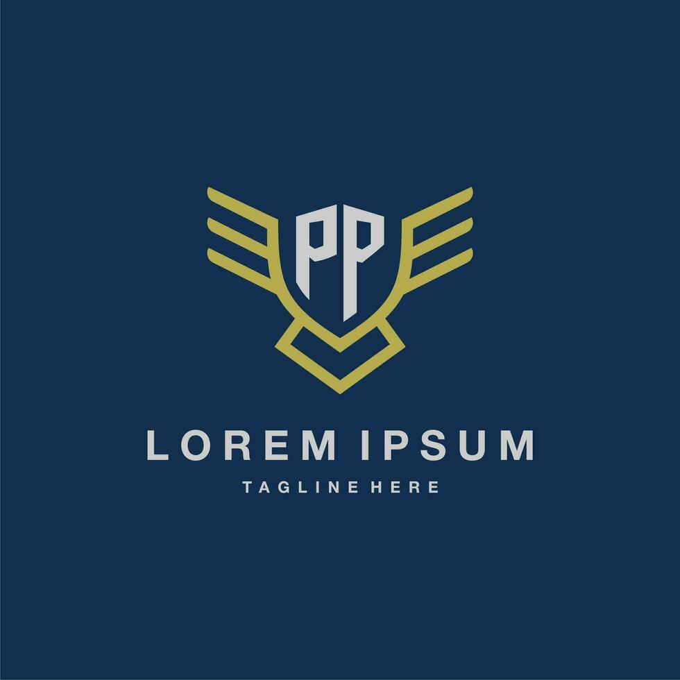 PP initial monogram logo for creative eagle line image vector design