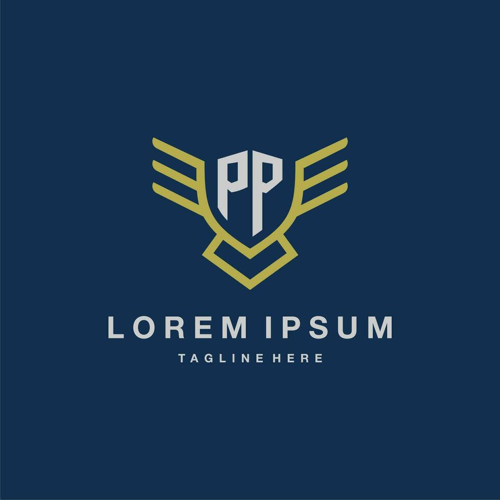 PP initial monogram logo for creative eagle line image vector design