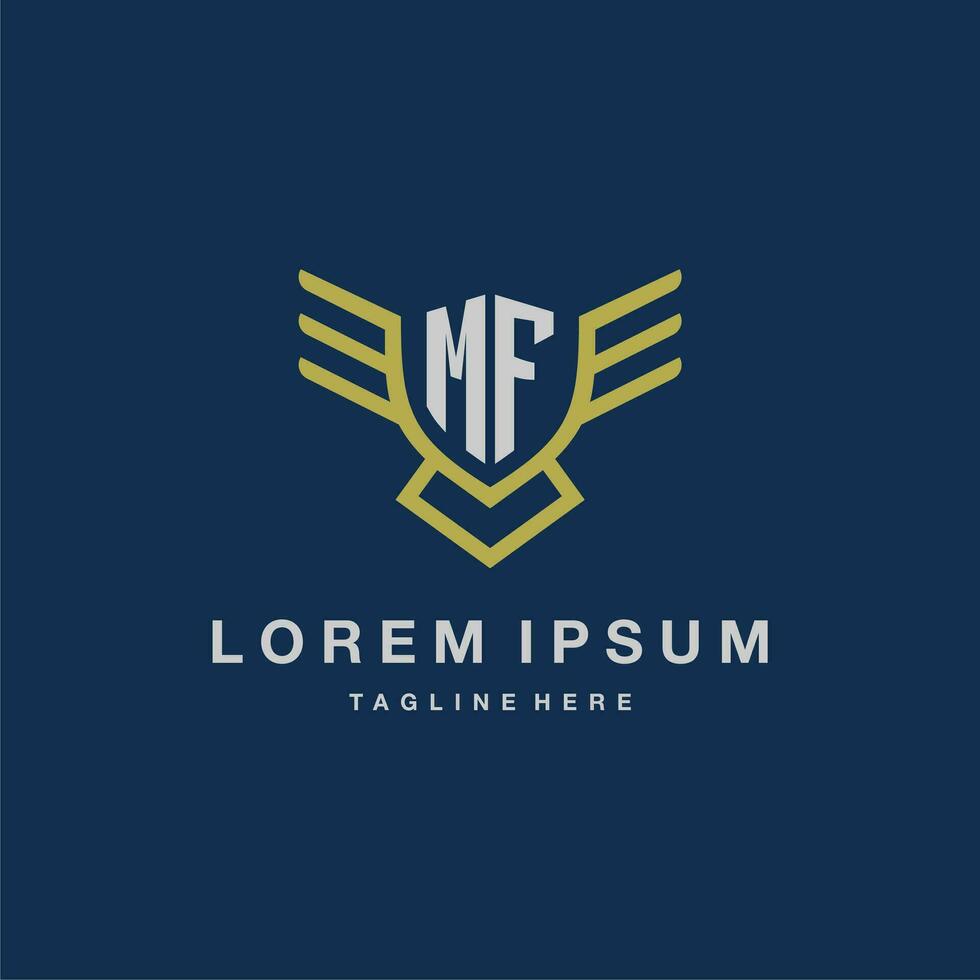 MF initial monogram logo for creative eagle line image vector design