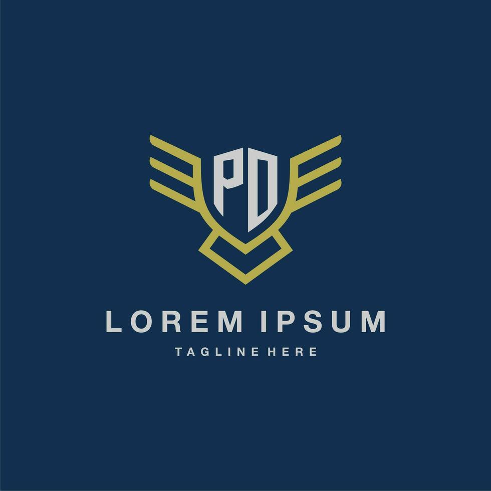 PO initial monogram logo for creative eagle line image vector design