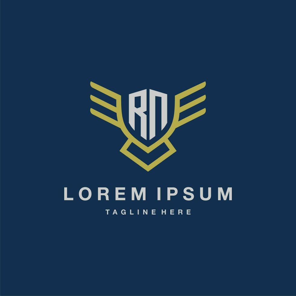 RN initial monogram logo for creative eagle line image vector design