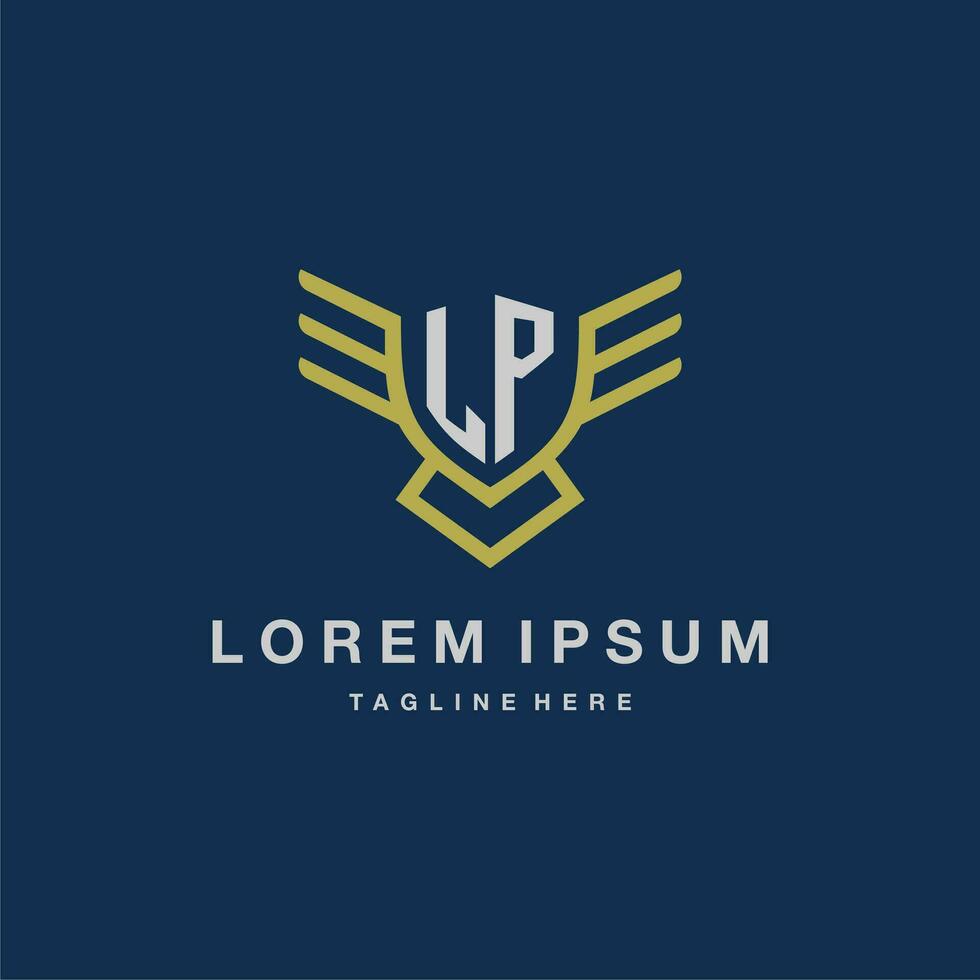 LP initial monogram logo for creative eagle line image vector design