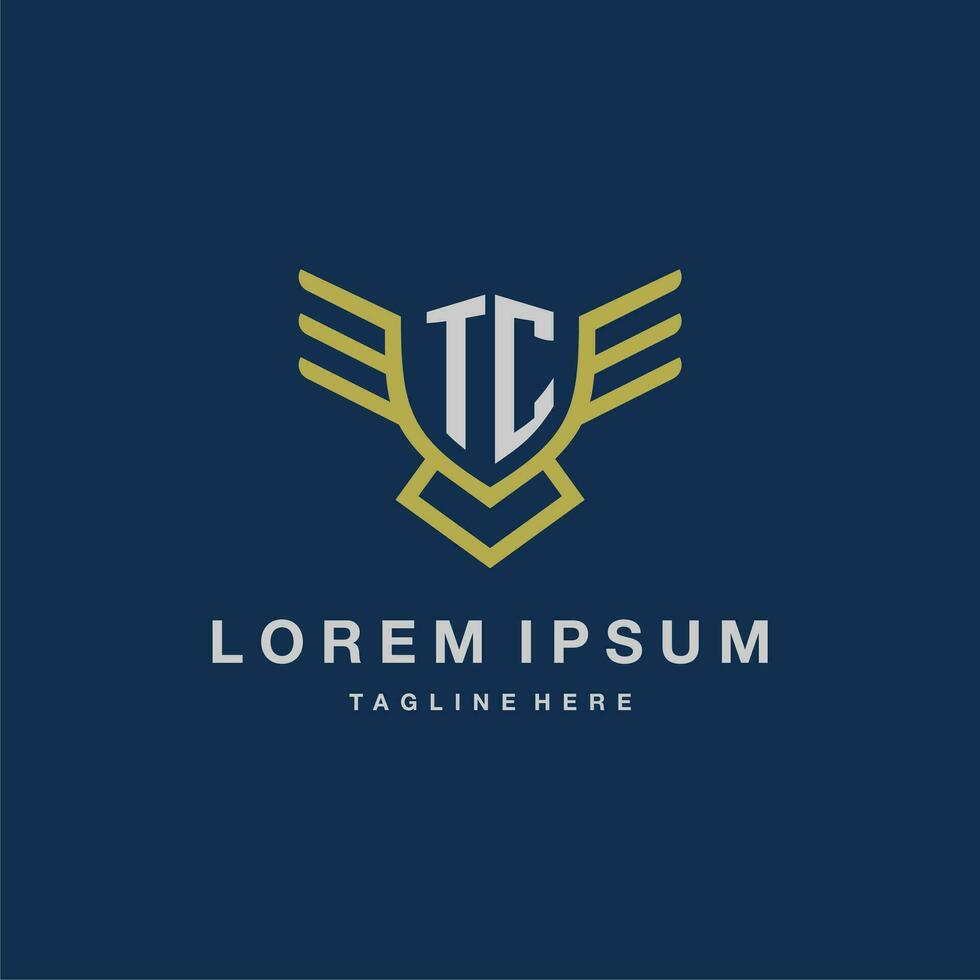 TC initial monogram logo for creative eagle line image vector design