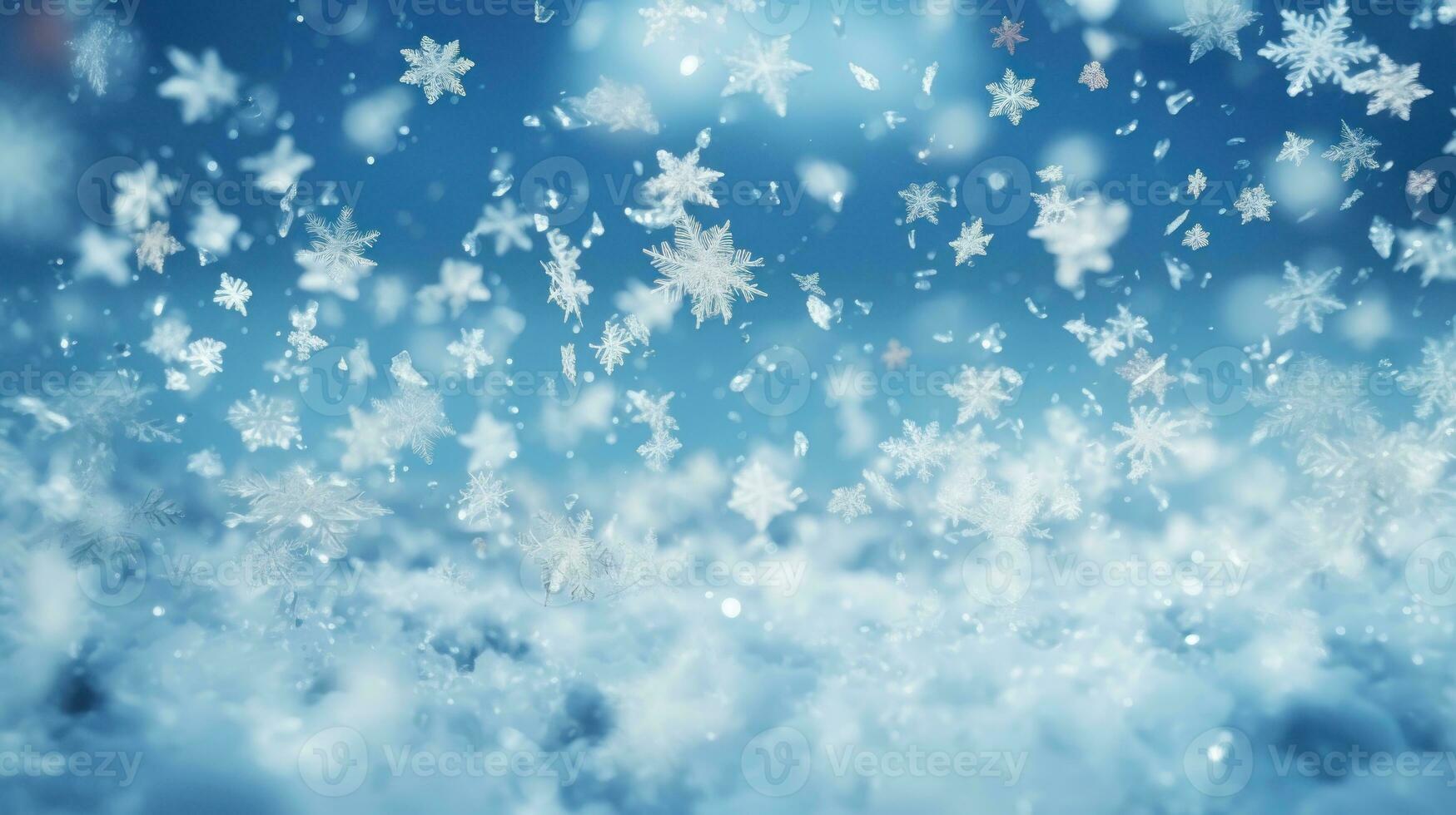 A mesmerizing scene of snowflakes drifting in the wind. Generative AI photo