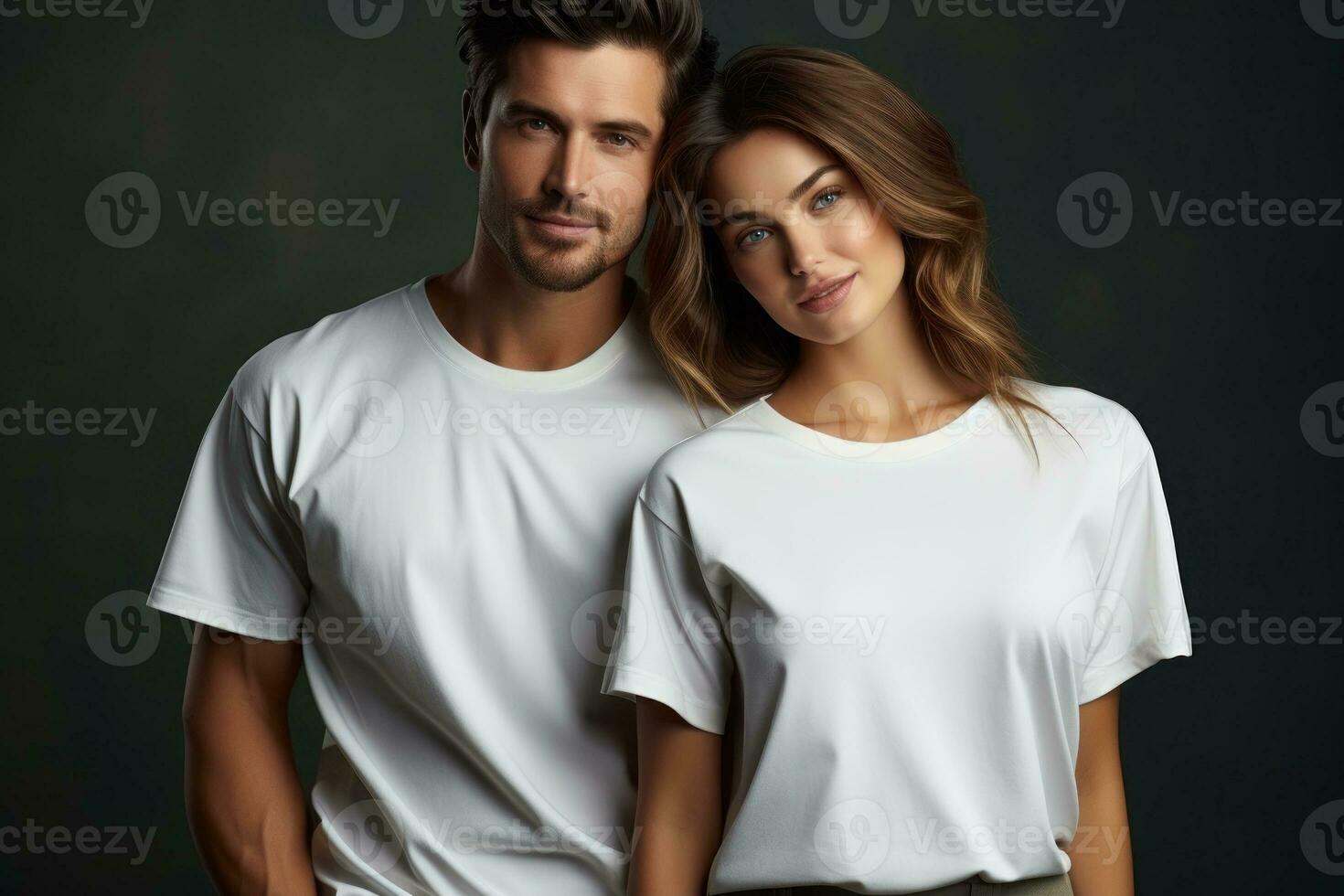 Mockup of couple in a white shirt. Generative AI photo