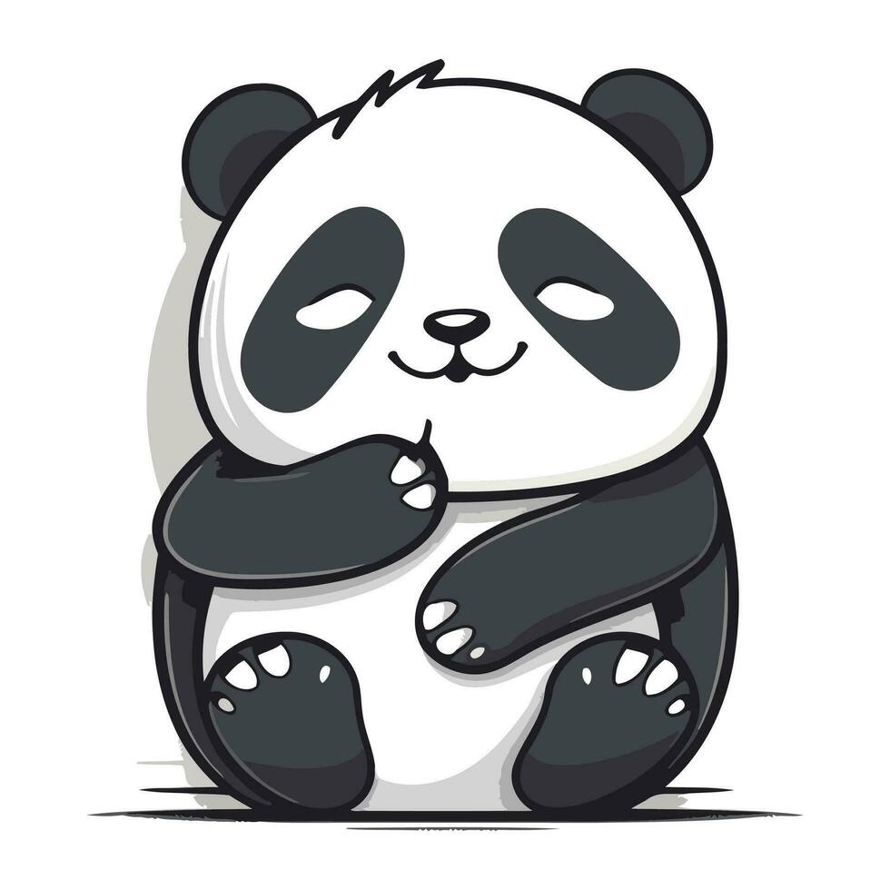 Cute panda bear cartoon on white background. Vector illustration.