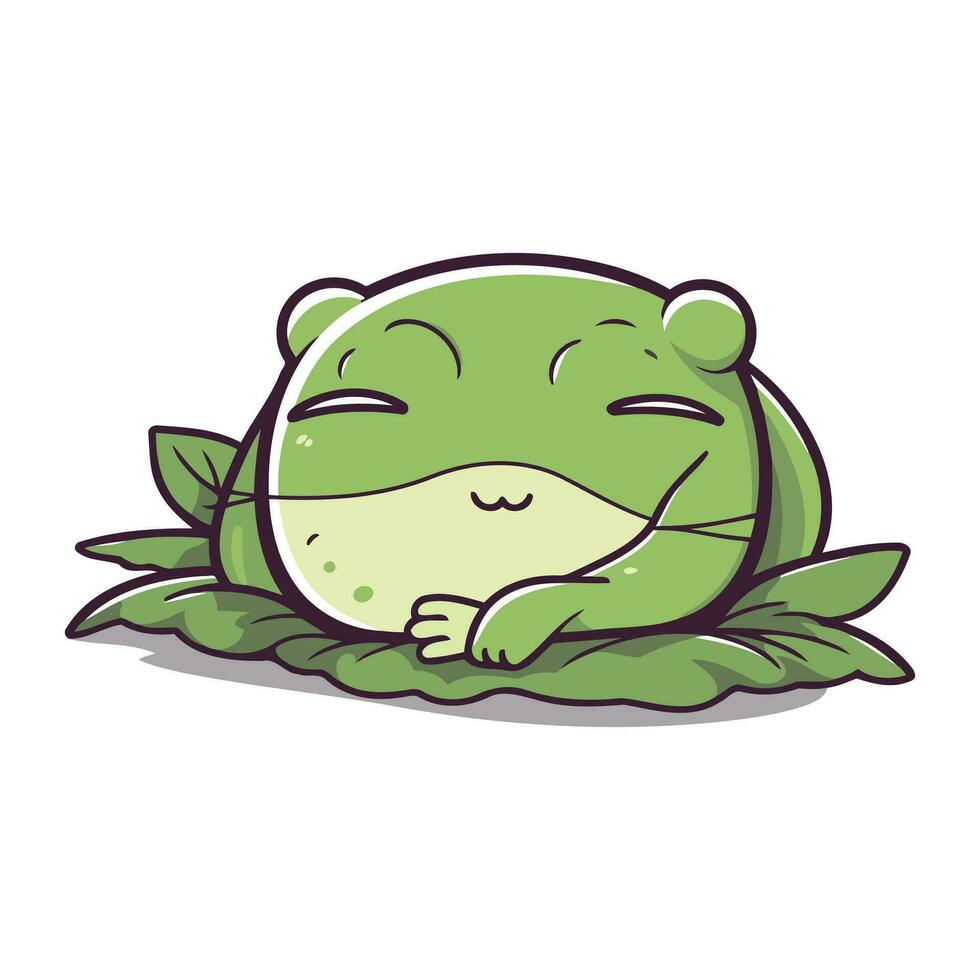 Grinning frog character cartoon style vector illustration. Funny frog mascot.