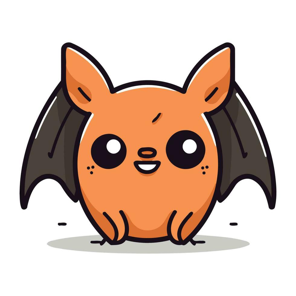 Cute Bat Cartoon Mascot Character. Vector Illustration.