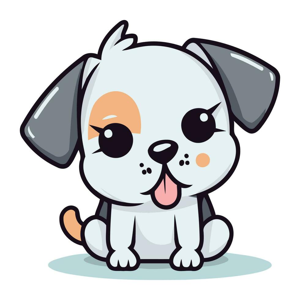 Cute cartoon dog with tongue out. Vector illustration isolated on white background.