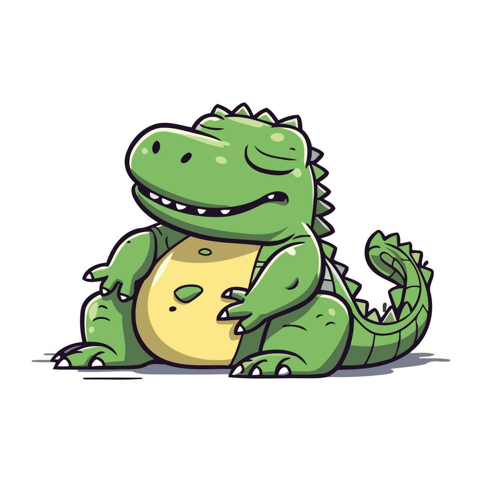 Cute cartoon crocodile isolated on white background. Vector illustration.