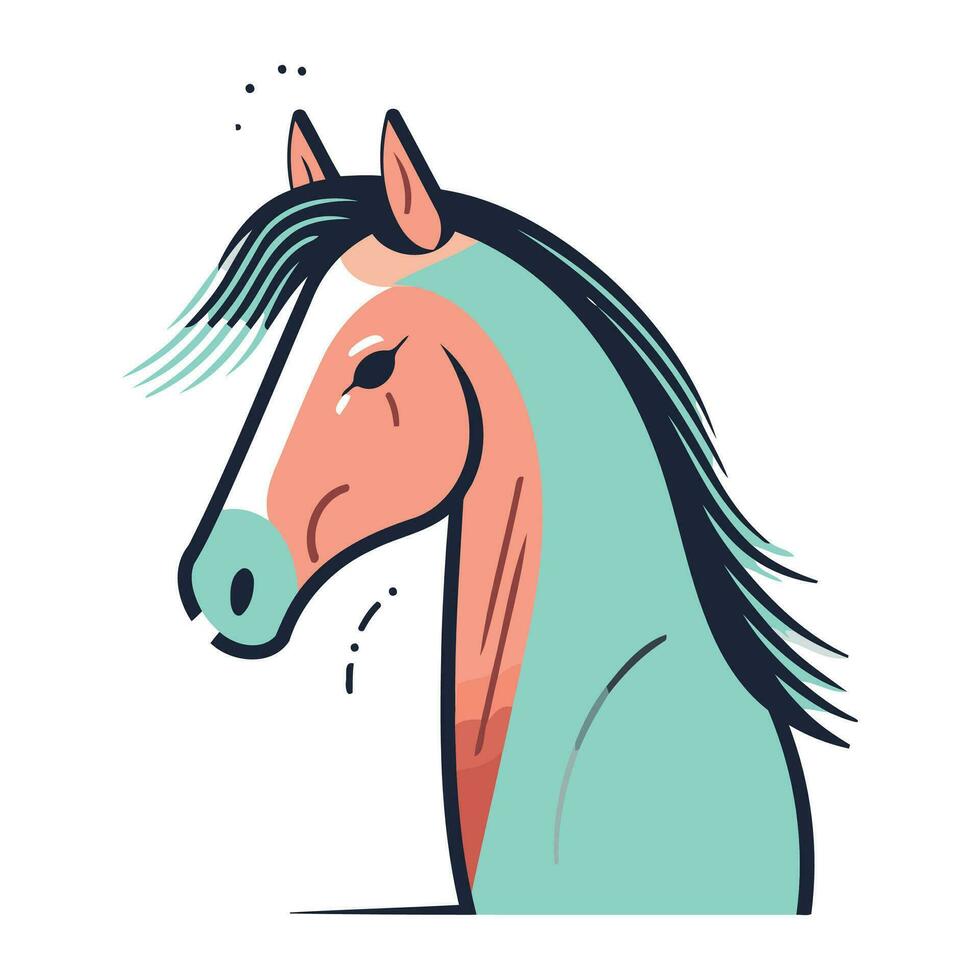 Horse head vector illustration. Cute cartoon horse head icon.