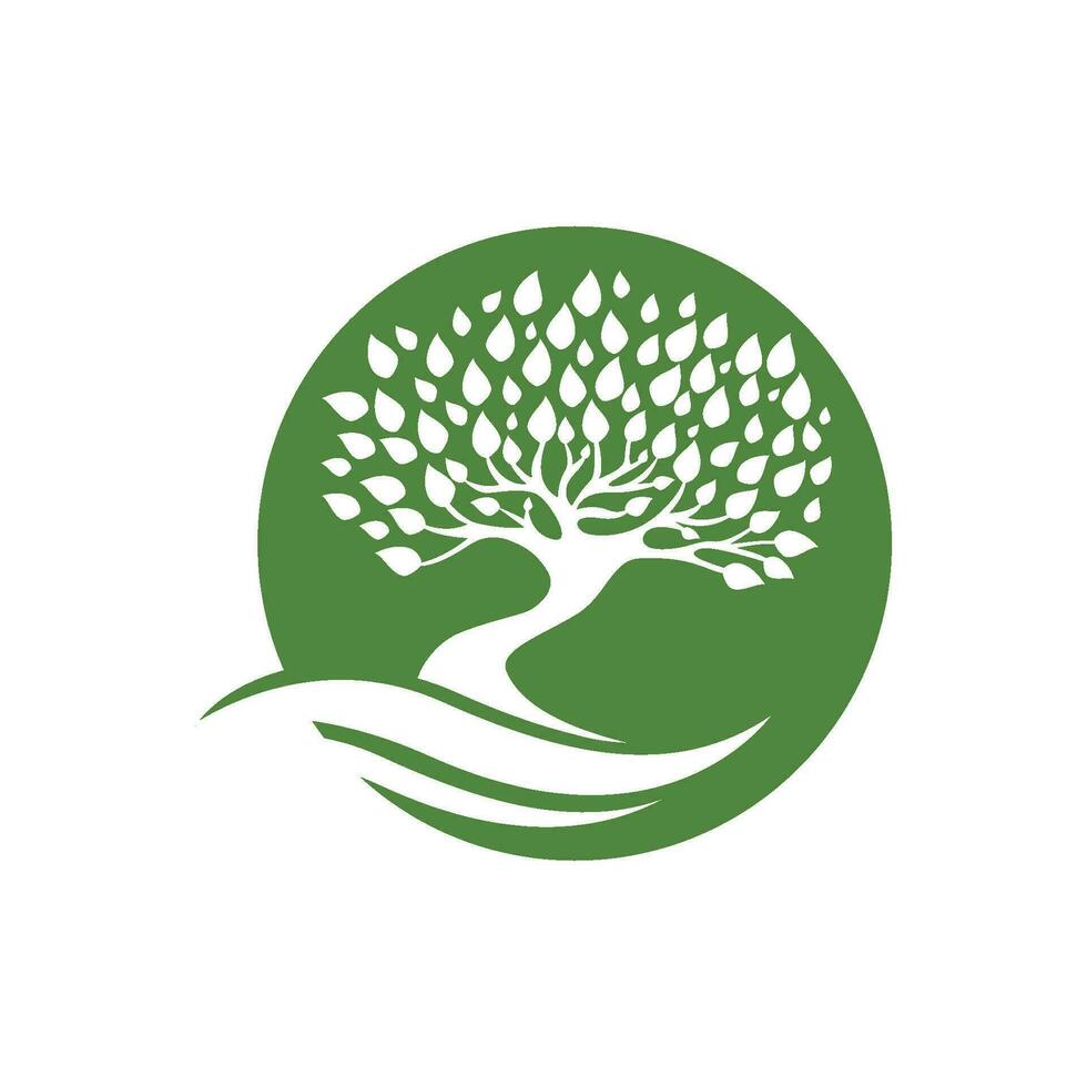 Logos of green Tree leaf ecology vector