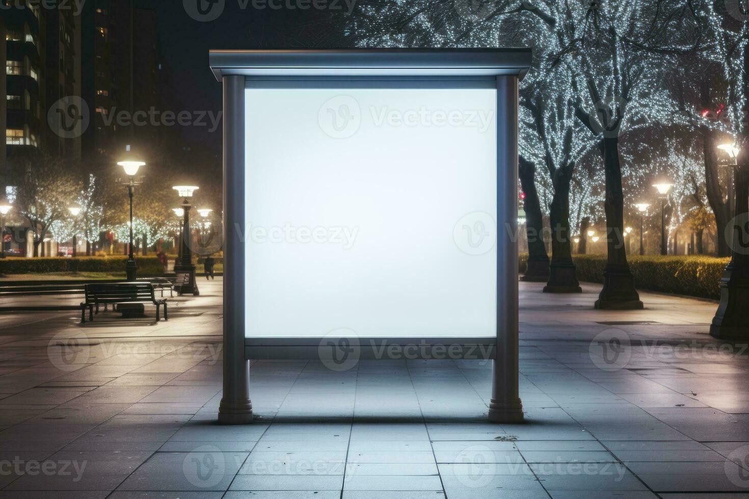 público compras centrar centro comercial anuncio tablero espacio como vacío blanco blanco Bosquejo. generativo ai foto