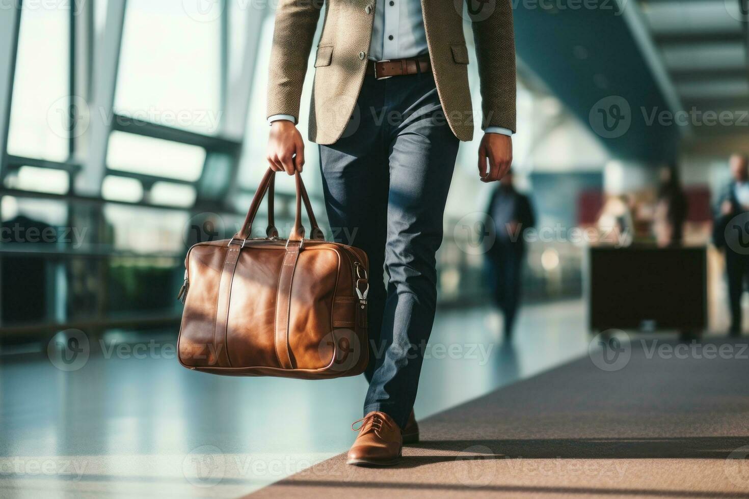 Businessman preparing for the business trip. Generative AI photo