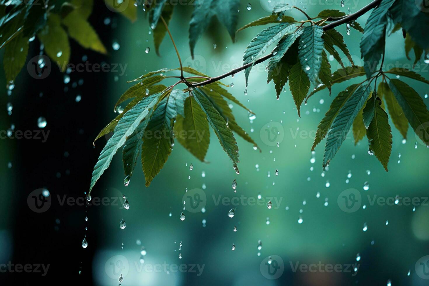 Drizzle Rainy day in autumn background and wallpaper. Generative AI photo