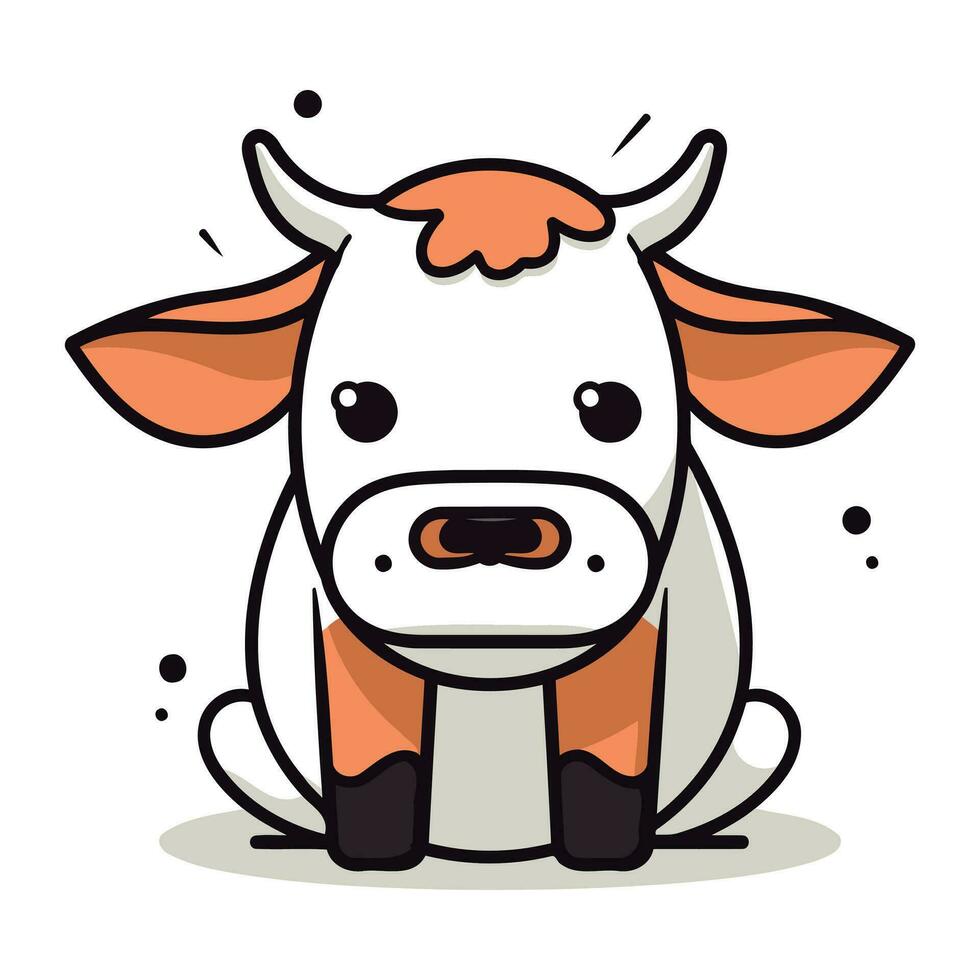 Cow Vector Illustration. Cute Cartoon Cow Character. Farm Animal.