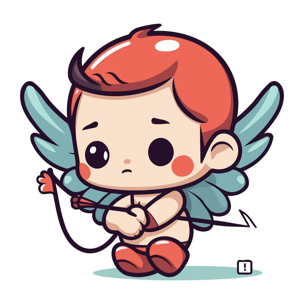 Cupido chico con arco y flecha. linda Cupido personaje. vector