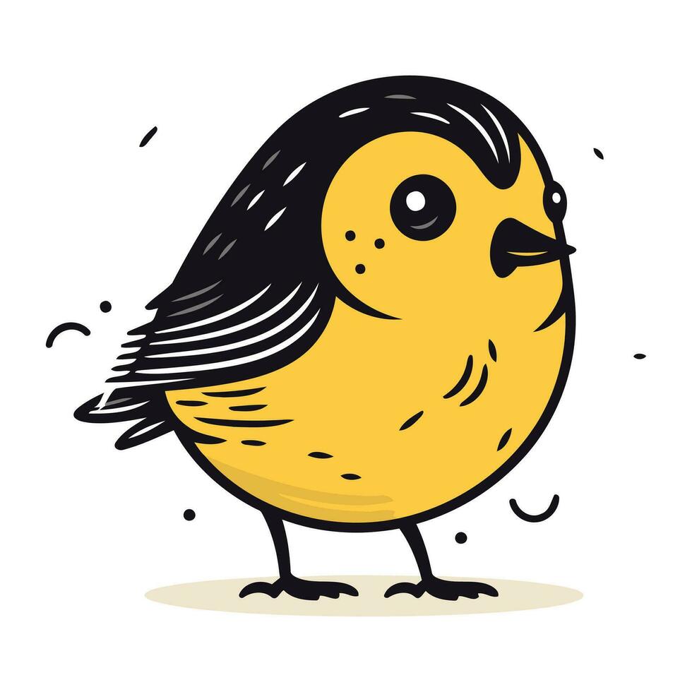 Cute little bird. Hand drawn vector illustration in cartoon style.