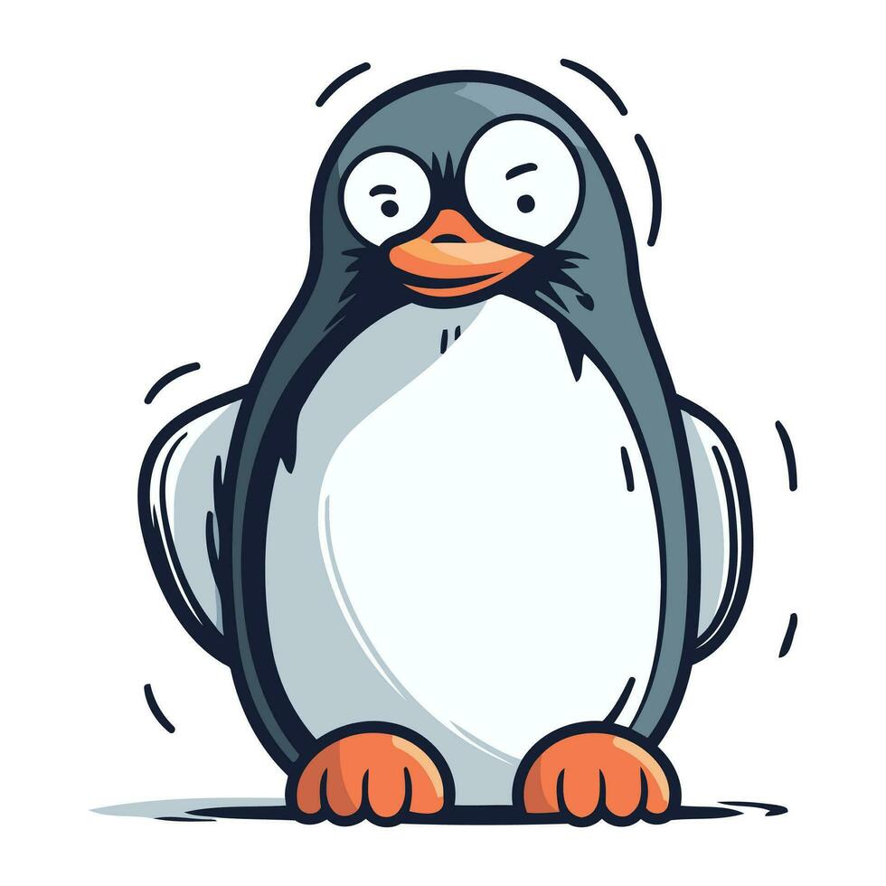 Cartoon penguin. Vector illustration isolated on a white background.