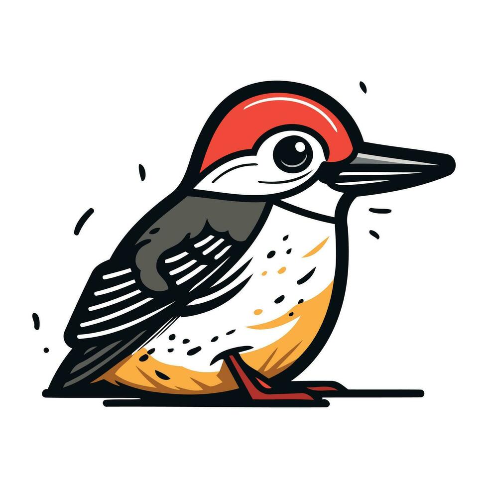 Great spotted woodpecker. Vector illustration on a white background.