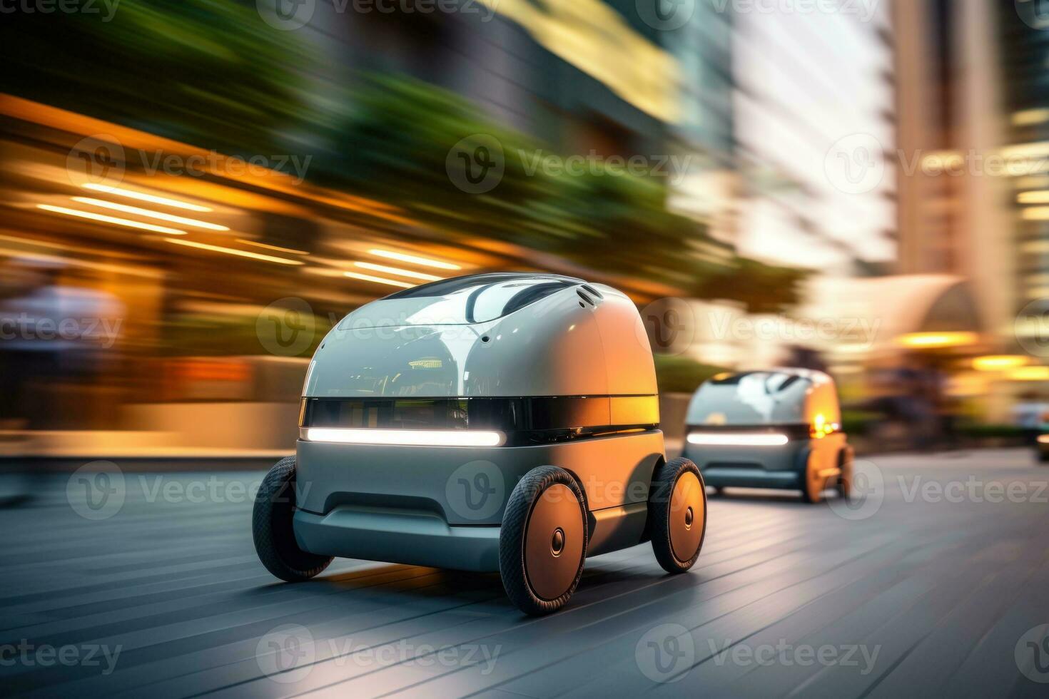 Robot delivering packages to people's homes, reflecting the future. Generative AI photo
