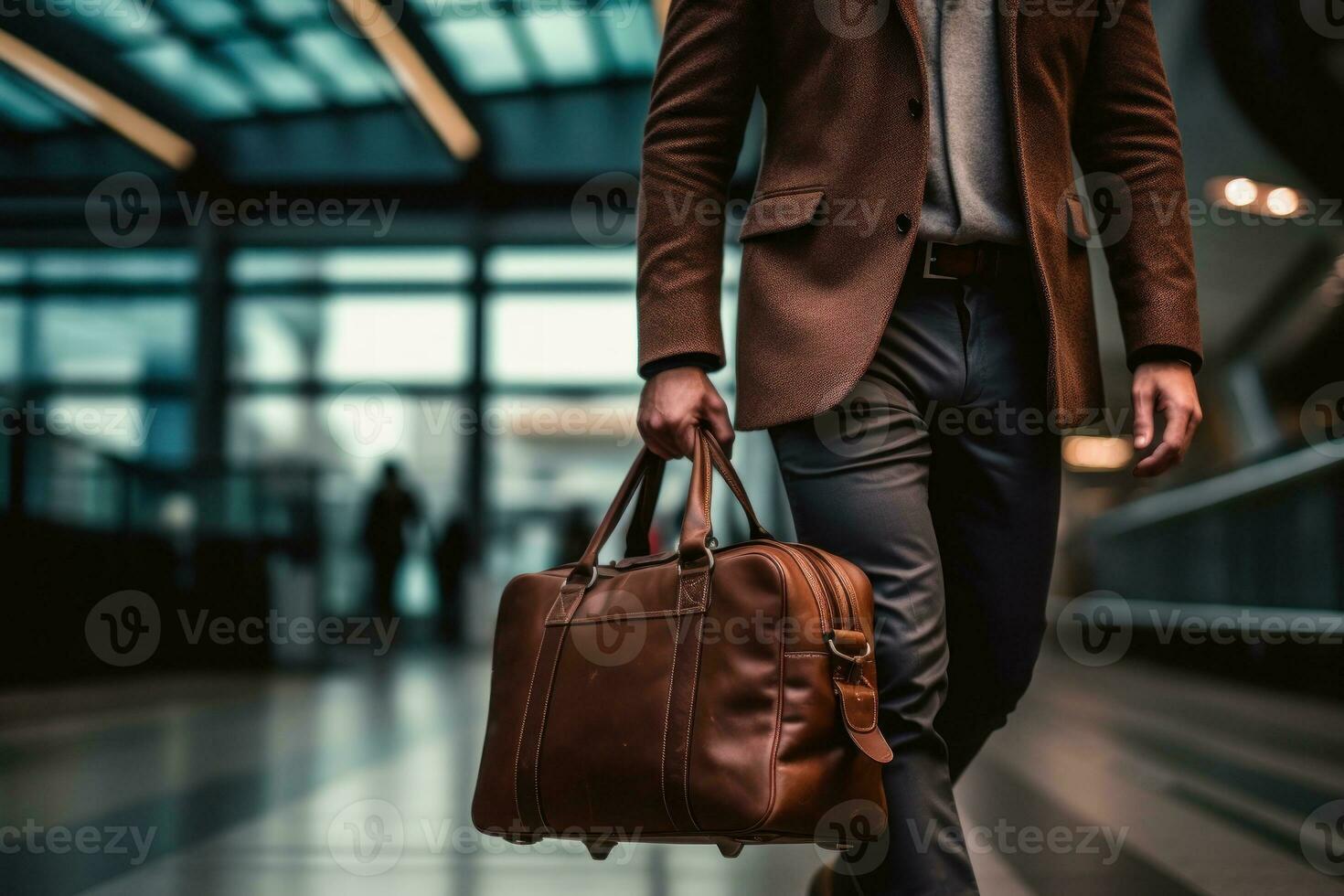 Businessman preparing for the business trip. Generative AI photo