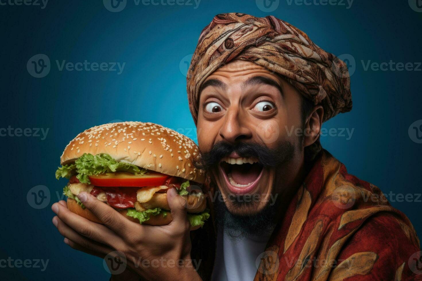 Eating a hamburger of international people. Generative AI photo