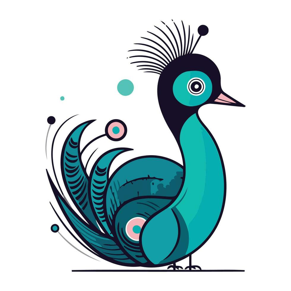 pavo real. vector ilustración en dibujos animados estilo. aislado en blanco antecedentes.