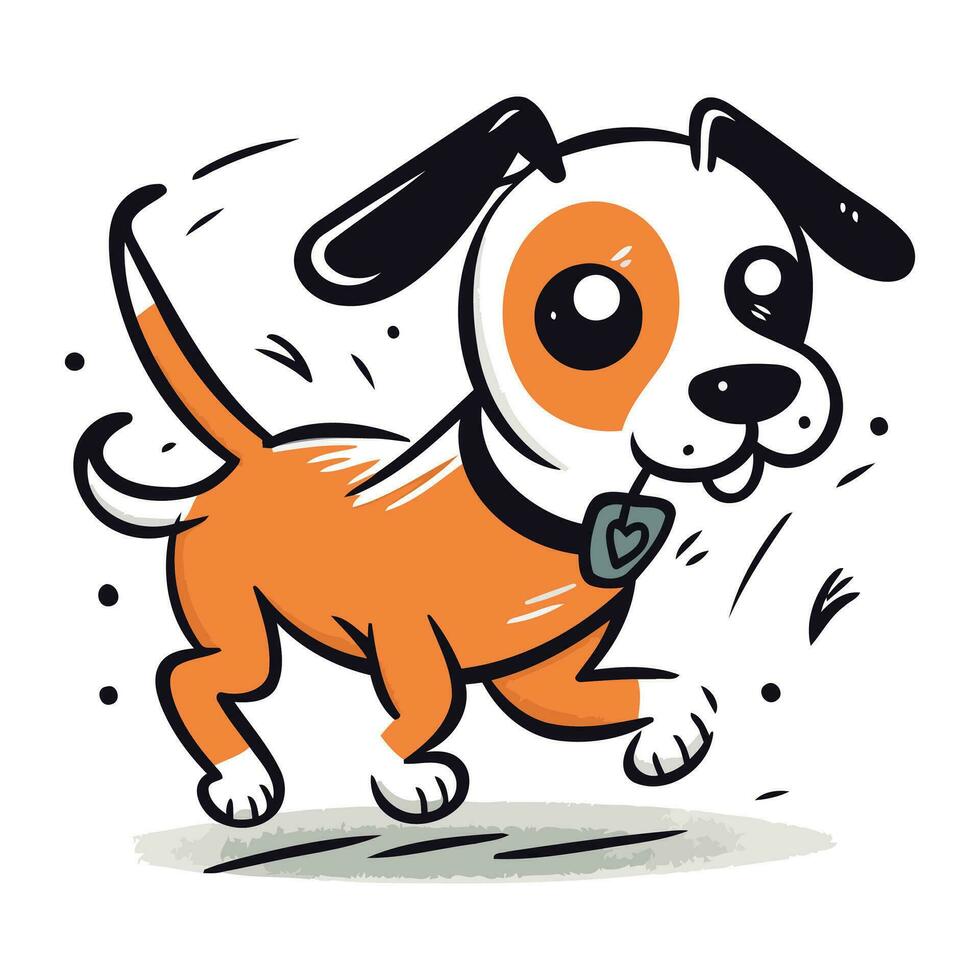 Cartoon illustration of a cute dog running in a hurry. Vector. vector