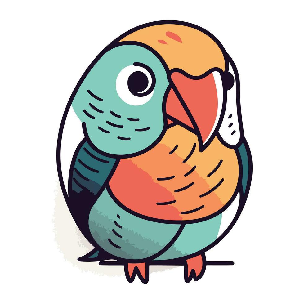 Cute parrot isolated on white background. Vector illustration in cartoon style.
