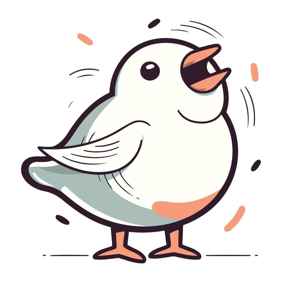 Vector illustration of cute cartoon bird. Isolated on white background.