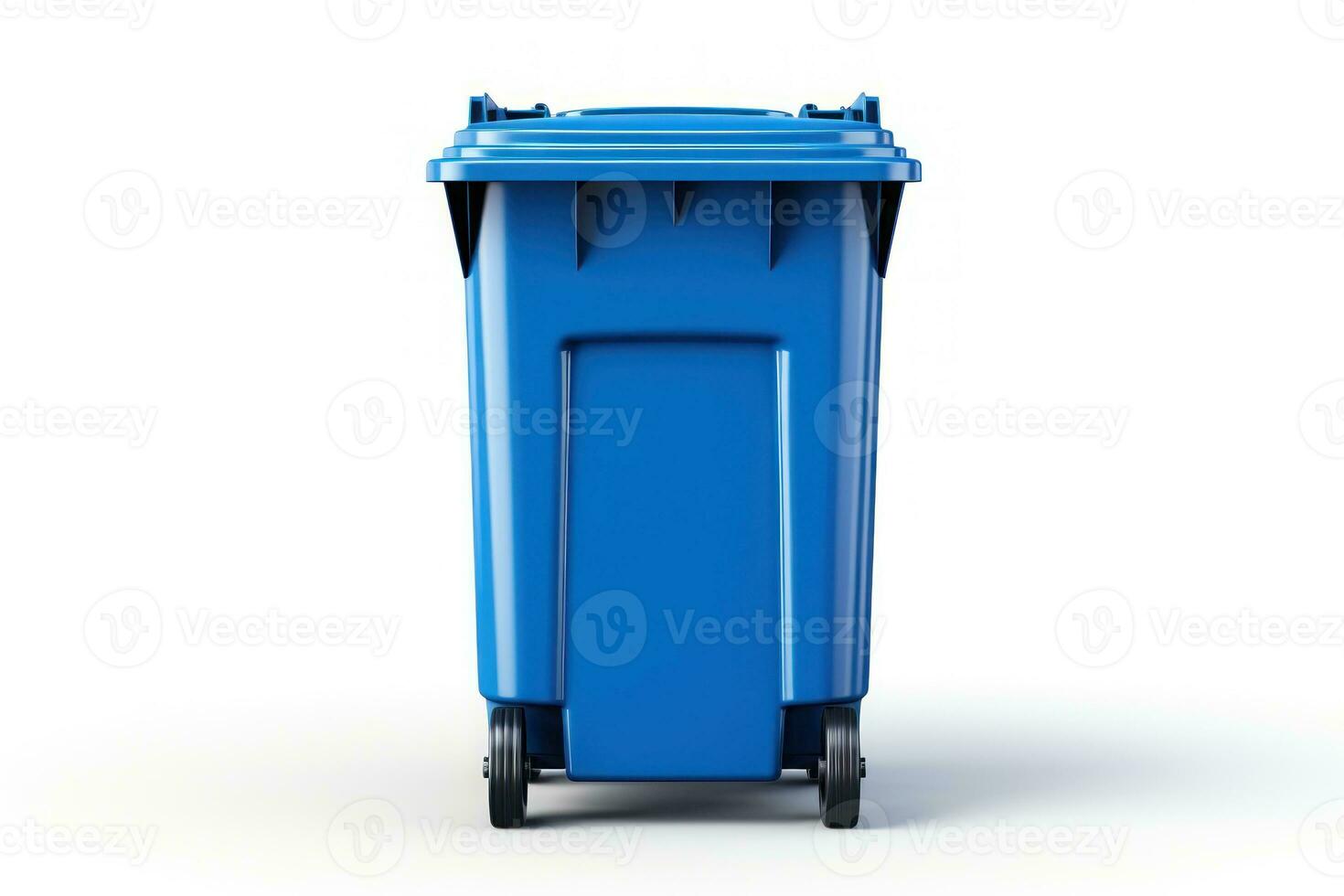 Blue bin isolated on white background. Generative AI photo