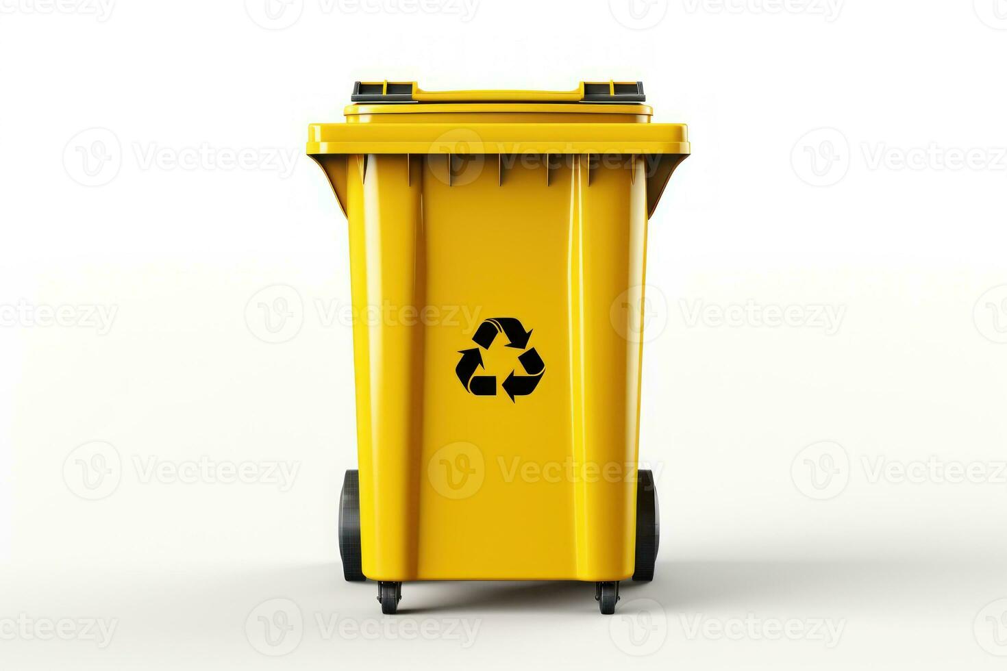 Yellow bin isolated on white background. Generative AI photo