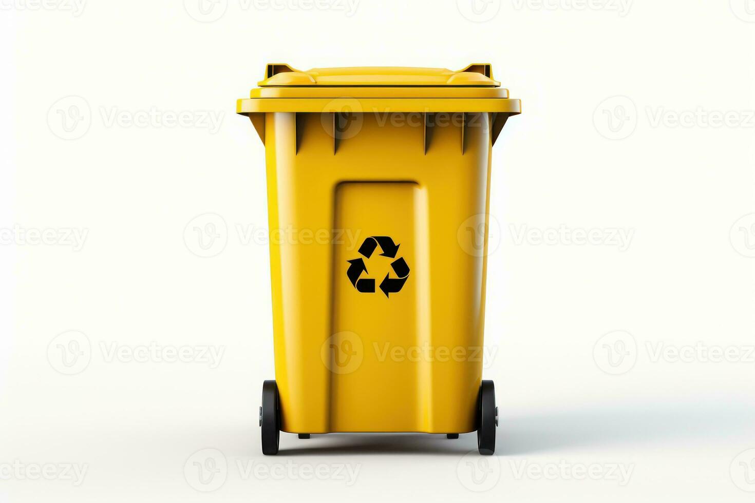 Yellow bin isolated on white background. Generative AI photo