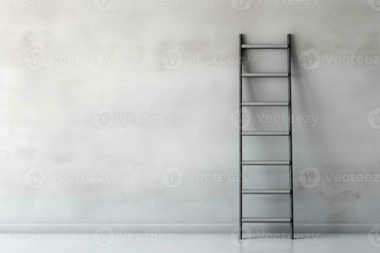 Blank dirty grunge wall with ladder. Generative AI photo